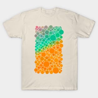 Green and Orange Bubble Polka Dot Pattern Design T-Shirt